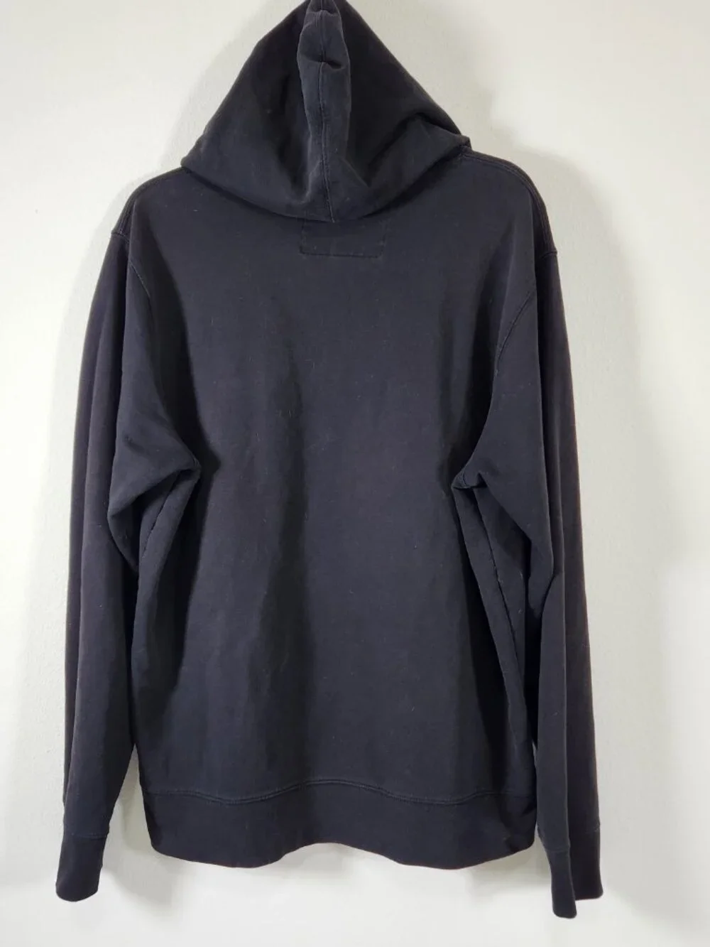 True Religion Sweatshirt Hoodie Mens Size 2XL Black with Blue Logo Print Pockets